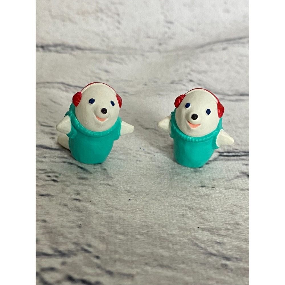 Lot Of 2 Vintage Merry Miniatures Christmas Baby Seal In Ear Muffs Figurine‎
